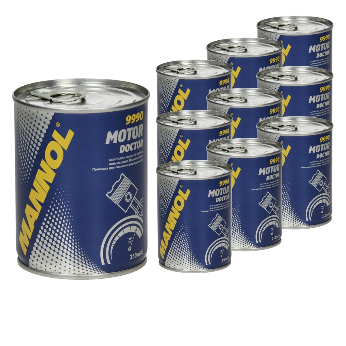 MANNOL 10 x 350 ml Original Öl Additiv 9990 Motor Doctor/Motoröladditiv Antiverschleiß Motoröl Additiv, Oil Additive, Beschichtung Motorschutz Zusatz, Motorenöl Motoren Öl von ECD Germany