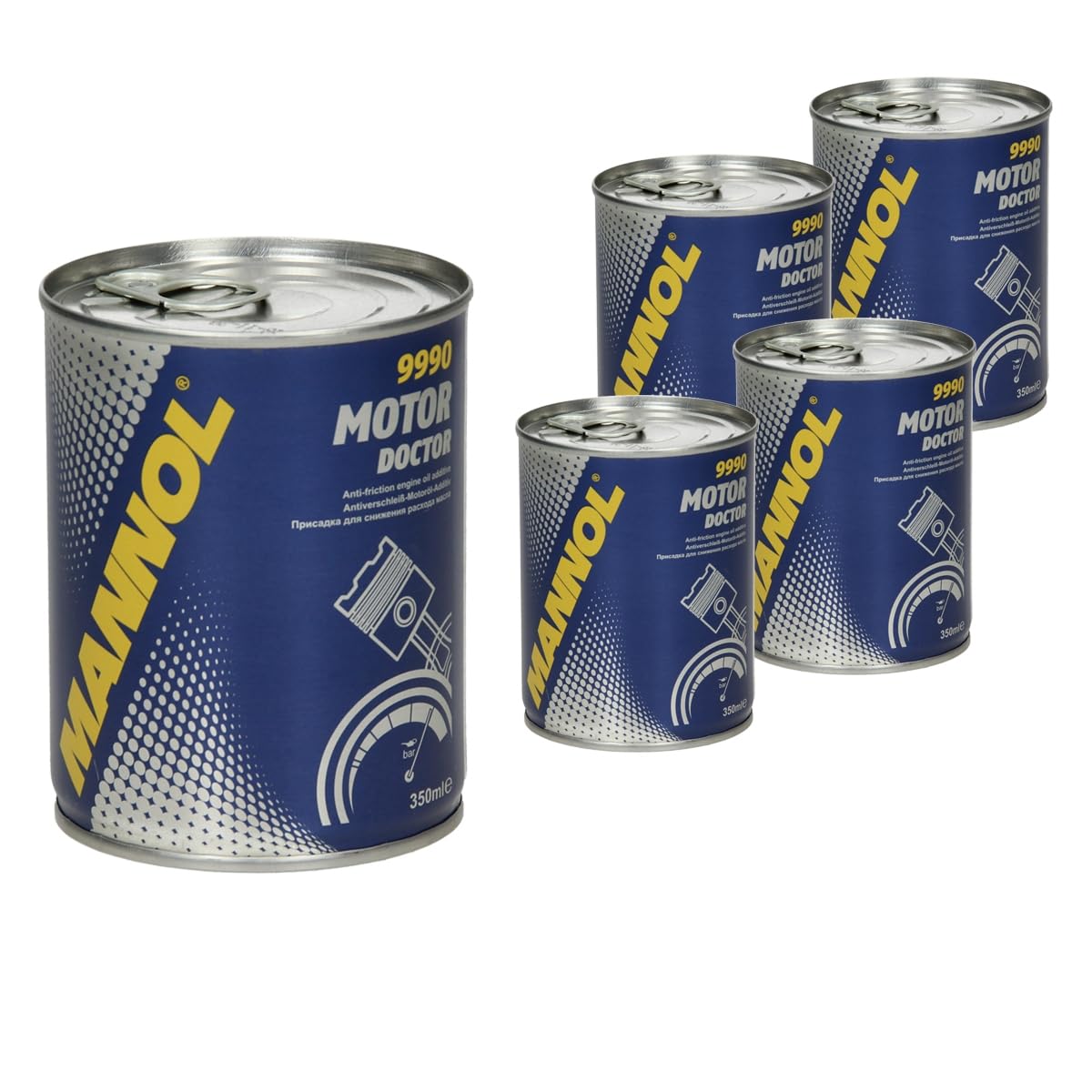 MANNOL 5 x 350 ml Original Öl Additiv 9990 Motor Doctor/Motoröladditiv Antiverschleiß Motoröl Additiv, Oil Additive, Beschichtung Motorschutz Zusatz, Motorenöl Motoren Öl von ECD Germany