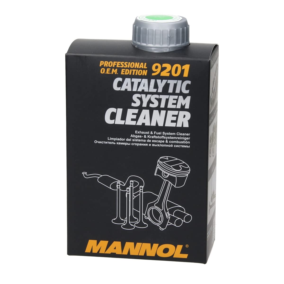 MANNOL 9201 Catalytic System Cleaner 1 x 500 ml, Abgas - & Kraftstoffsystemreiniger, Katalysator System Reiniger, Benzin Reiniger, Abgasreiniger Katalysatorschutz, Professionell O.E.M. Edition von ECD Germany