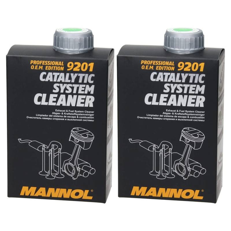 MANNOL 9201 Catalytic System Cleaner 2 x 500 ml, Abgas - & Kraftstoffsystemreiniger, Katalysator System Reiniger, Benzin Reiniger, Abgasreiniger Katalysatorschutz, Professionell O.E.M. Edition von ECD Germany