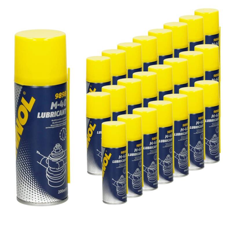 MANNOL 9898 M-40 Lubricant Kriechöl 24x 200ml löst schnell festsitzenden Rost/schwergängige Bauteile, Multifunktion/Kriechöl Universalöl Rostlöser Schmiermittel Spraydose Kontaktspray Korrosionsschutz von ECD Germany