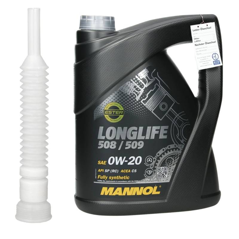 Mannol Motoröl Longlife 508/509 0W-20 ACEA C5 GM dexosD mit Auslaufschlauch von ECD Germany