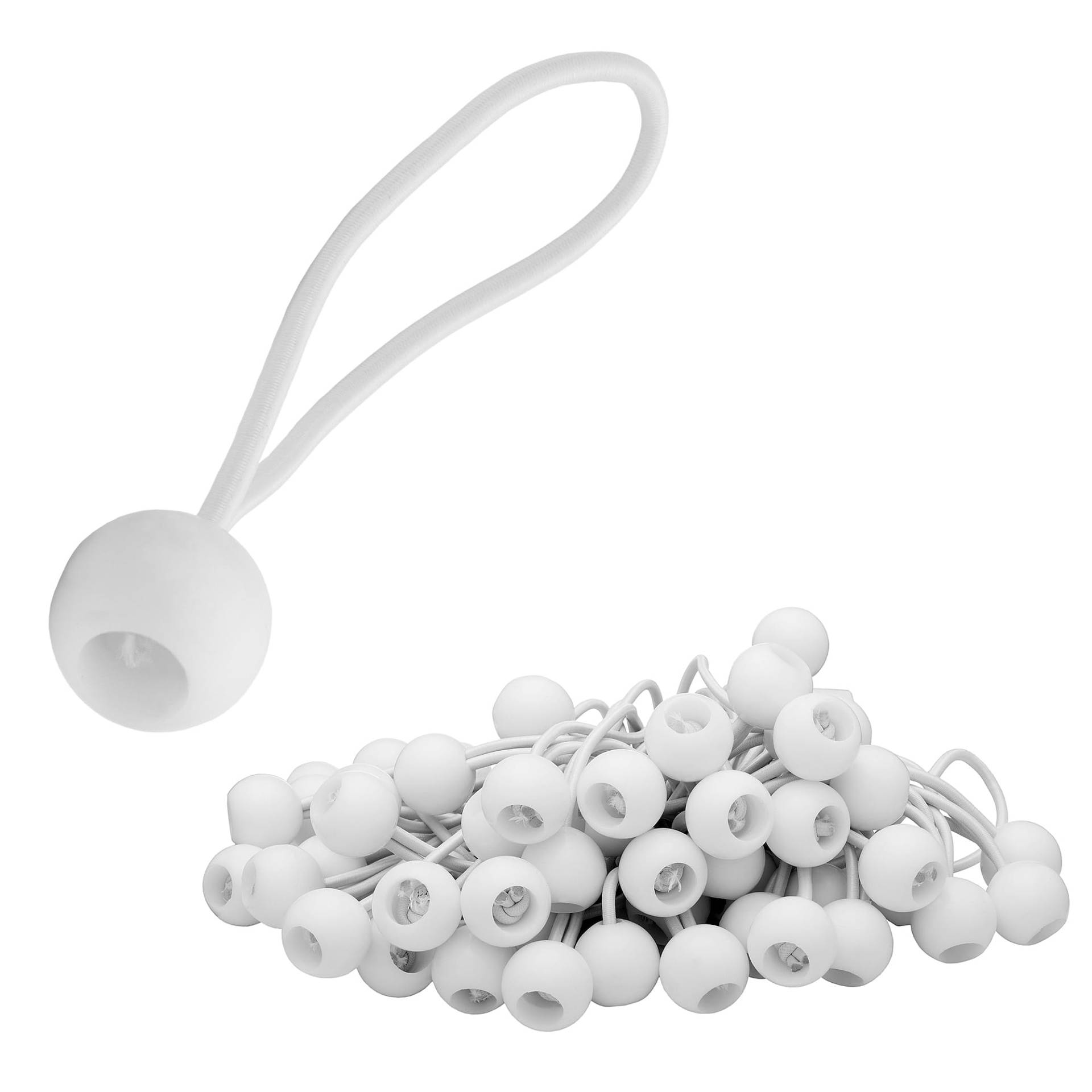 ECENCE 100 Stück Spanngummi, Planenspanner, robuste Expanderschlingen mit Kunststoff-Kugel, Zeltgummis 15cm zum Sichern von Planen, Pavillons Weiss von ECENCE