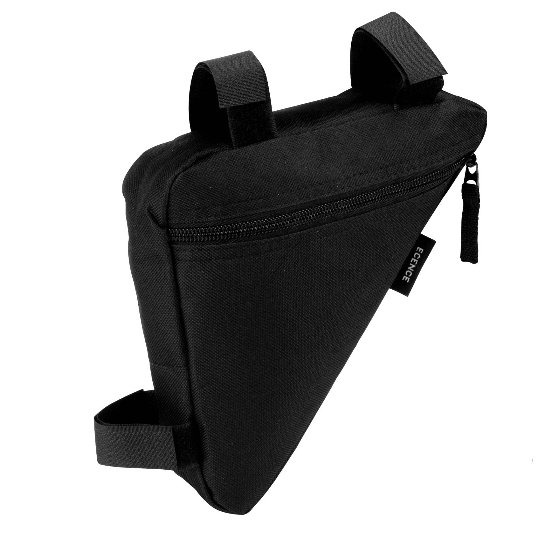 ECENCE Fahrradtasche Rahmen wasserdicht Für Handy, Geld, Ausweis, Flickzeug Einfache Anbringung am Fahrradrahmen mit Klett Fahrradrahmentasche Schwarz Reißfestes Nylon Triangle Bag von ECENCE