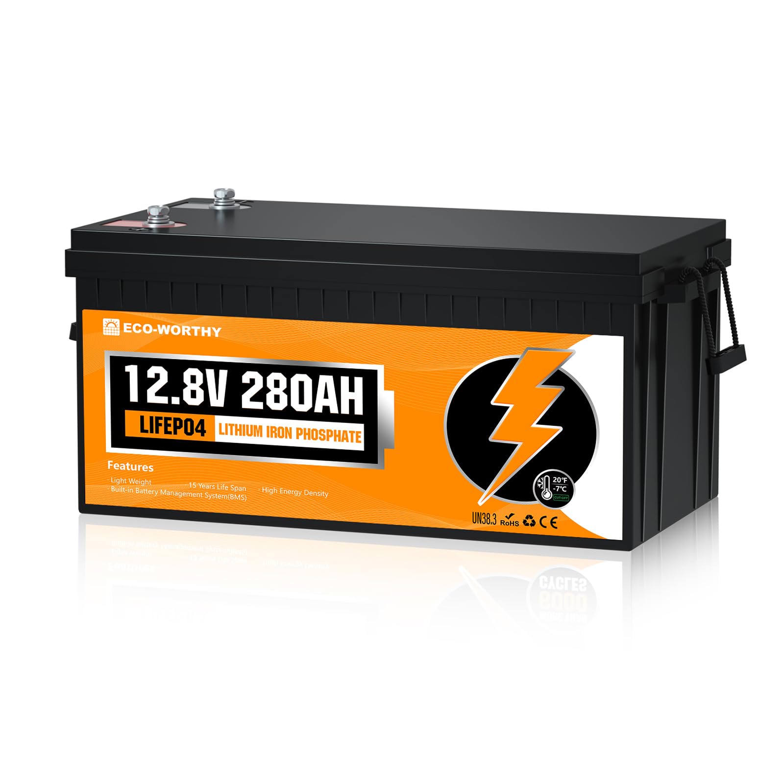 ECO-WORTHY LiFePO4 280Ah 12V Batterie mit 200A BMS Low-Temp Schutz und Max. 15000 Zyklens,3584Wh Lithiumbatterie 12V für Wohnmobil,Solarpanel Kit,Solaranlage Komplettset von ECO-WORTHY