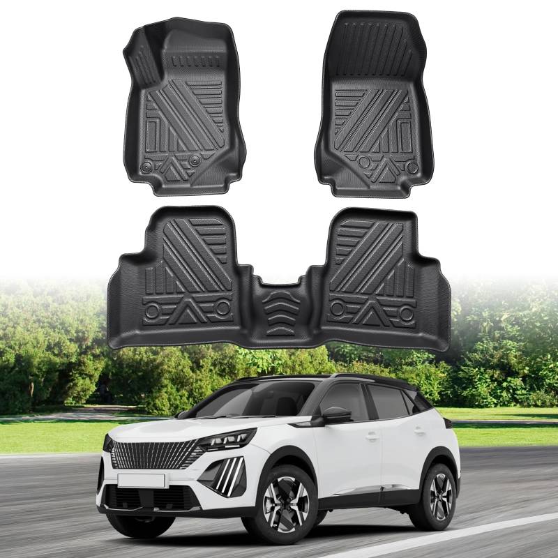 ECOZEN für Peugeot 2008 2020-2024 Fußmatten Antirutsch Gummimatte Faltbare Fußmatte TPE-Material 3D Peugeot 2008 2020-2024 Zubehör Kraftstoffversion von ECOZEN