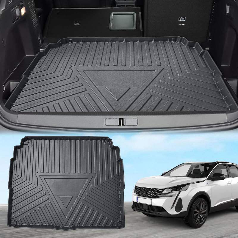 ECOZEN für Peugeot 3008 2016-2024 Kofferraummatte rutschfeste Gummimatte Obere Kofferraummatte TPE Material 3D Peugeot 3008 2016-2024 Zubehör von ECOZEN