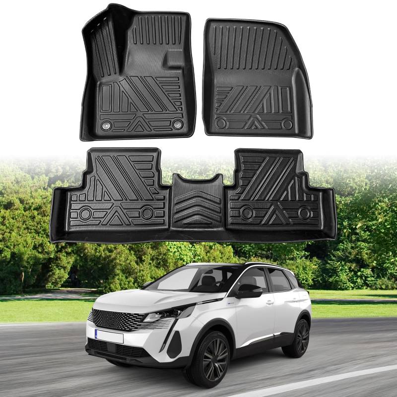 ECOZEN für Peugeot 3008 Fußmatten Antirutsch Gummimatte Faltbare Fußmatte TPE-Material 3D Peugeot 3008 2016-2024 Zubehör von ECOZEN