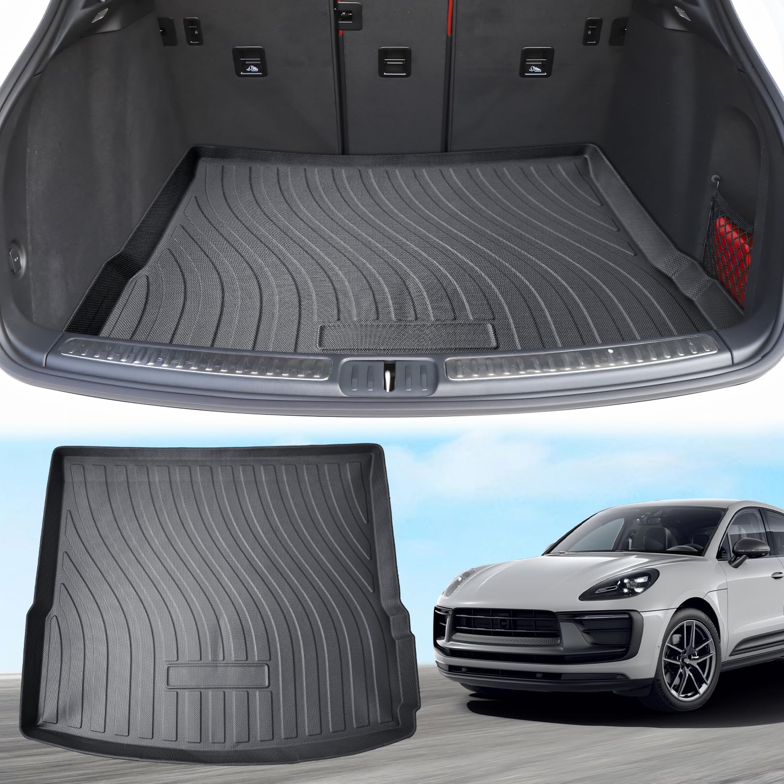 ECOZEN für Porsche Macan 2015-2024 3D Kofferraummatte, Antirutschmatte, TPE Material Hohe Passform, wasserdicht, verschleißfest Macan Zubehör von ECOZEN