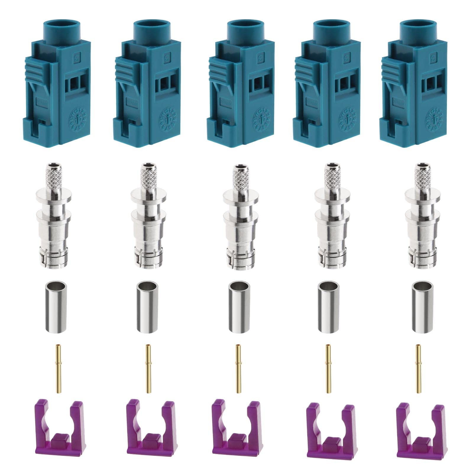 ECSiNG 5 Sätze Fakra Antennenstecker-Reparatursatz zum Anschließen von RG174 / RG316-Kfz-Kabel Crimpen Löten Antennenadapter Konverter von ECSiNG