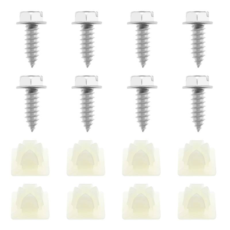 ECSiNG 8-teiliges Nummernschild-Schrauben mit Schraubeinsatz, Kennzeichen-Befestigungs-Set, Edelstahl, Nummernschild-Schrauben, Autozubehör von ECSiNG