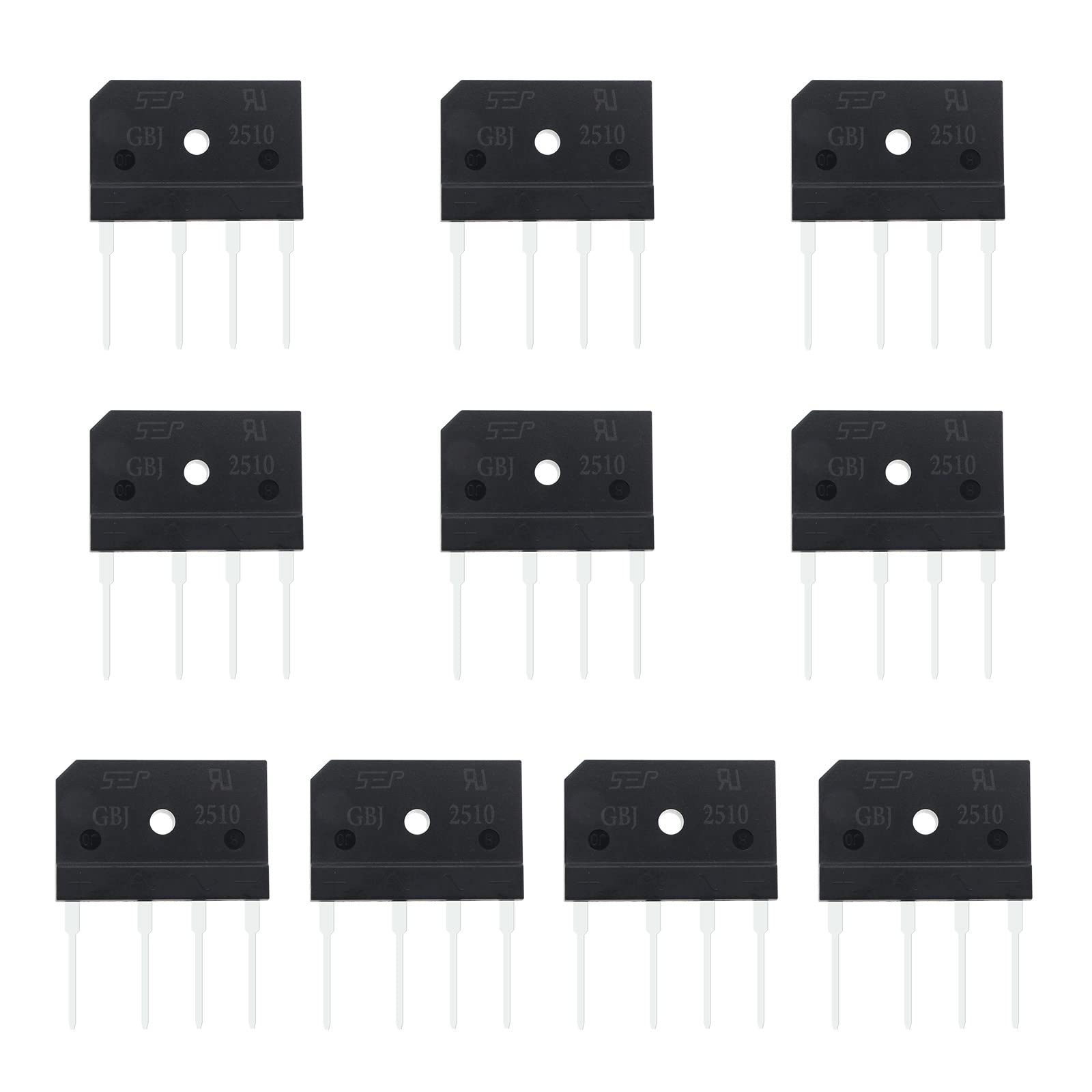 ECSiNG 10 Stück GBJ2510 25A 1000V Brückengleichrichter Durchgangsloch Flachdioden-Brückengleichrichter für Schaltnetzteil LED-Licht Elektronische Schaltungen von ECSiNG