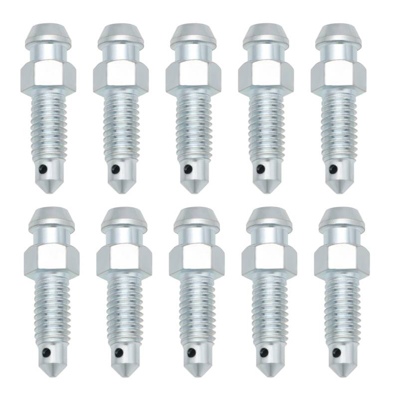 ECSiNG 10 Stück Metrische Bremssattel-Entlüftungsnippel M6 X 1 Mm Gesamtlänge 27,2 Mm Sechseckiges Untergewinde Gesamtlänge 10 Mm Zur Vermeidung von Bremsflüssigkeitslecks von ECSiNG