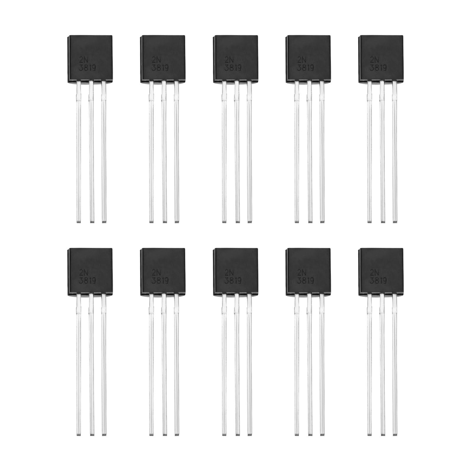 ECSiNG 10 Stück N-Kanal-J-FET-Transistoren DC 25 V 100 MA 2N3819 J-FET-Transistoren TO-92 FET-Transistoren für HF-basierte Audiogeräte-Mixeranwendungen von ECSiNG