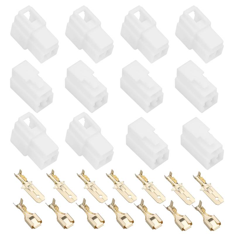 ECSiNG 10Sets 3 Pin Automotive Elektrische Draht Stecker Männlich Weiblich Kabel Terminal Stecker Kits für Motorrad Ebike Auto 6,3mm Stecker Weiß von ECSiNG