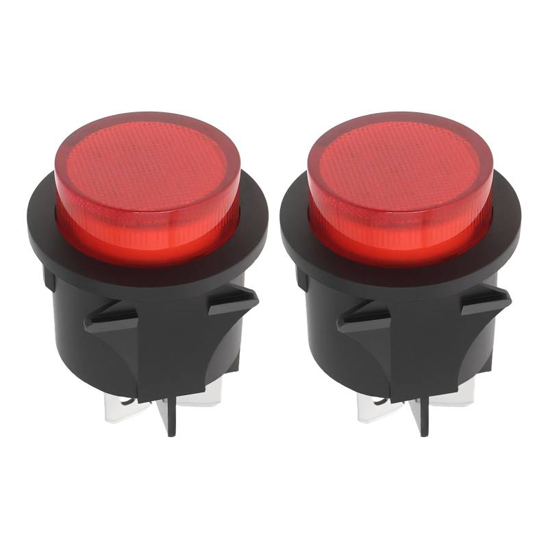 ECSiNG 2 Stück 25 Mm Drucktaster AC 250V 16A Ein-/Ausschalter 4-poliger Flachstecker Roter Lichtdrucktaster Beleuchteter Schalter für Auto Schiff Haushaltsgeräte Und Medizinische Geräte von ECSiNG