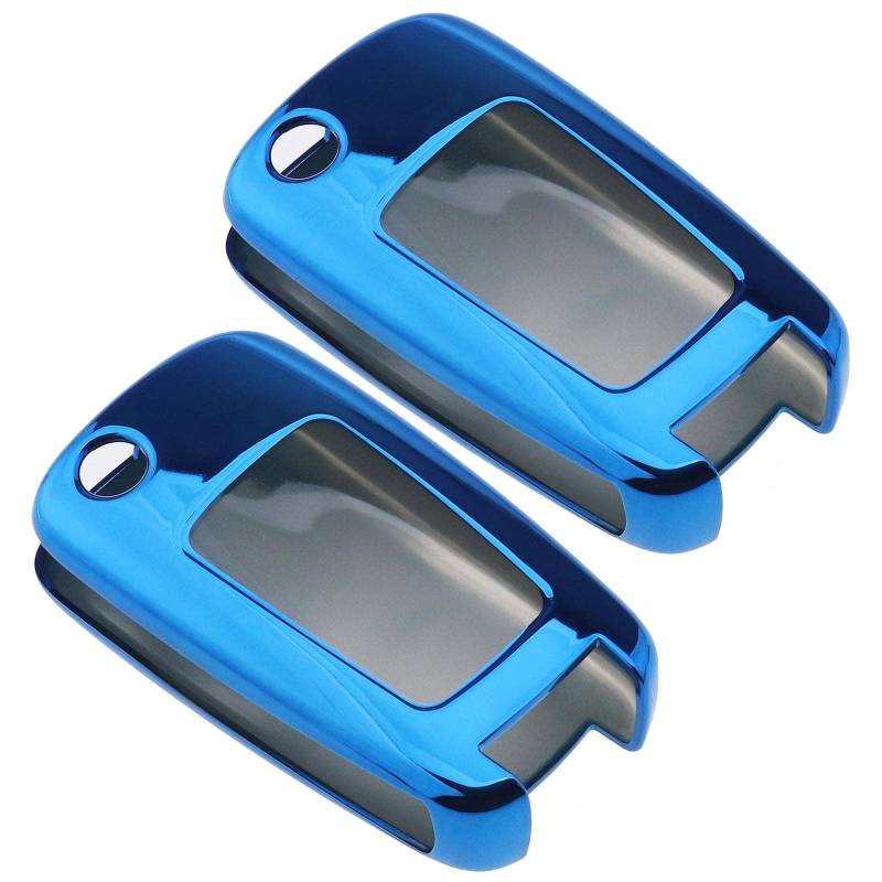 ECSiNG 2 x Autoschlüsselhülle Finish TPU Allround Auto Schlüsselhülle Fall Kratzfest Blau Kompatibel mit Opel/Opel/Buick Regal Lacrosse/Chevrolet von ECSiNG