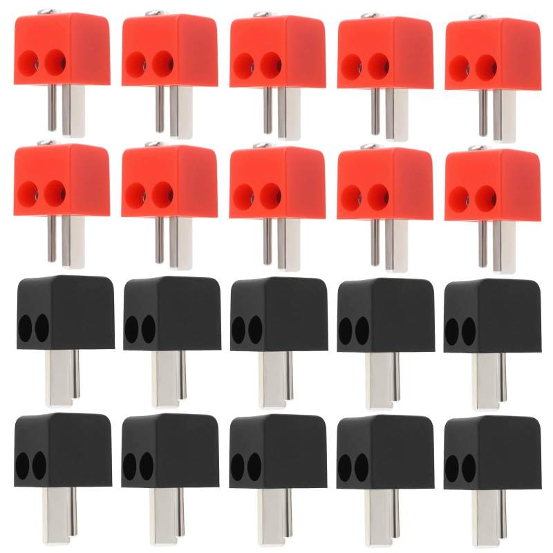 ECSiNG 20-teiliges 2-poliges Lautsprecherstecker-Set DIN-Steckeradapter Lautsprecherkabelanschluss für Audio-Video-Geräte mit Schraube Rot Und Schwarz von ECSiNG