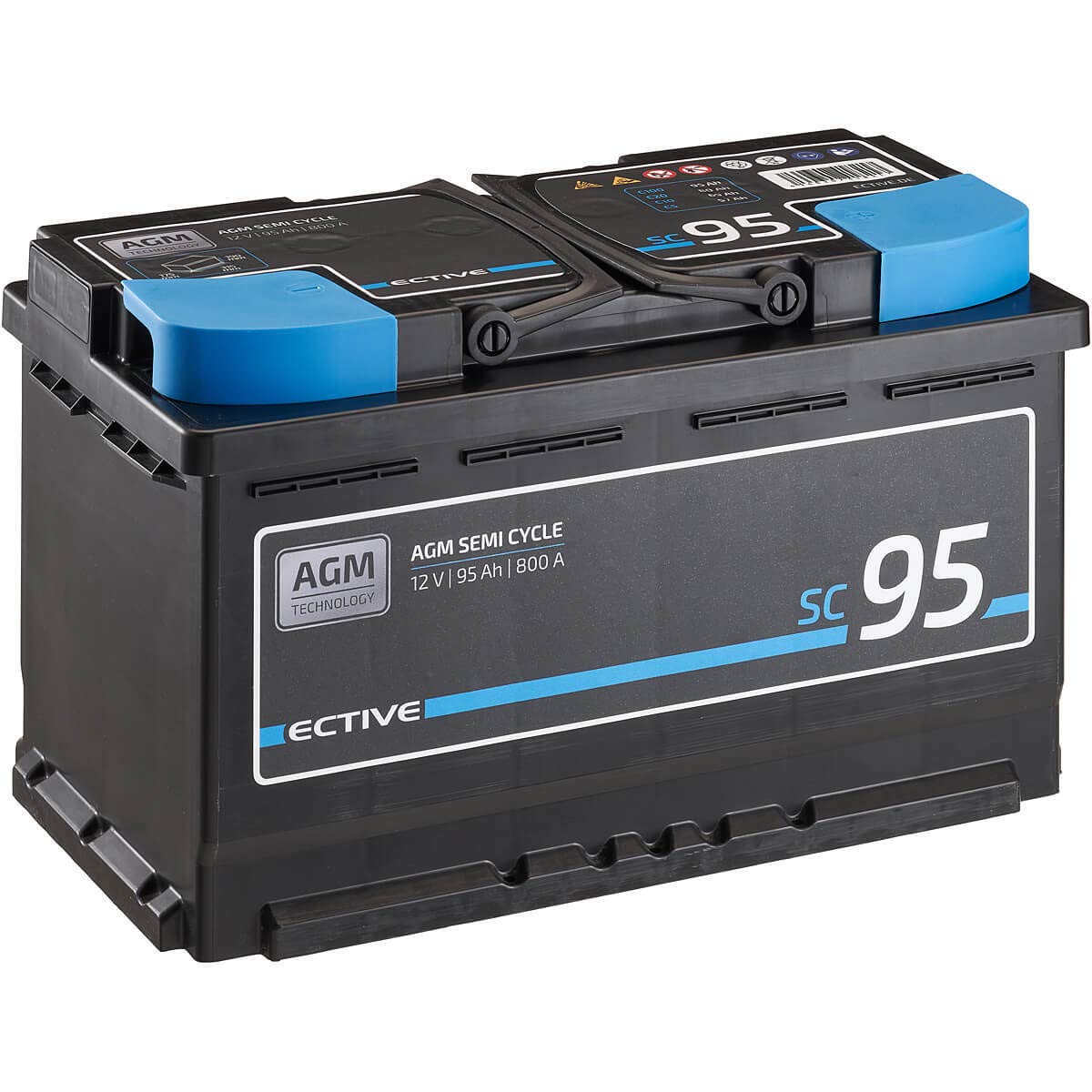 ECTIVE AGM Batterie SC95-12V, 95Ah, wartungsfrei - Semi Cycle VRLA Versorgungsbatterie, Solarbatterie, Bootsbatterie, Starterbatterie, Blei Akku für Wohnmobil, Wohnwagen, Camper von ECTIVE