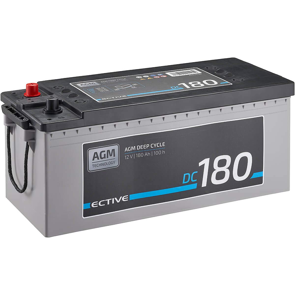 ECTIVE DC180 AGM Deep Cycle Versorgungsbatterie - 12V, 180Ah, zyklenfest, wartungsfrei, 30% Startleistung - Starterbatterie, Start-Stop & Hybrid Blei-Säure Batterie, Bootsbatterie, VRLA Akku von ECTIVE