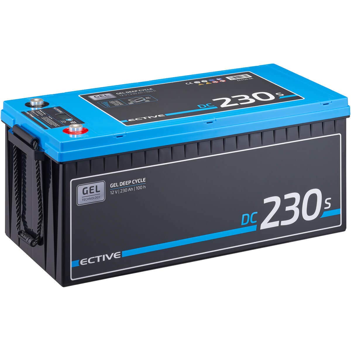 ECTIVE GEL Batterie DC230SC - 12V, 230Ah, mit Nachfüllpacks, LCD-Display - Deep Cycle VRLA Versorgungsbatterie, Solarbatterie, Bootsbatterie, Starterbatterie, Blei Akku für Wohnwagen, Camper von ECTIVE