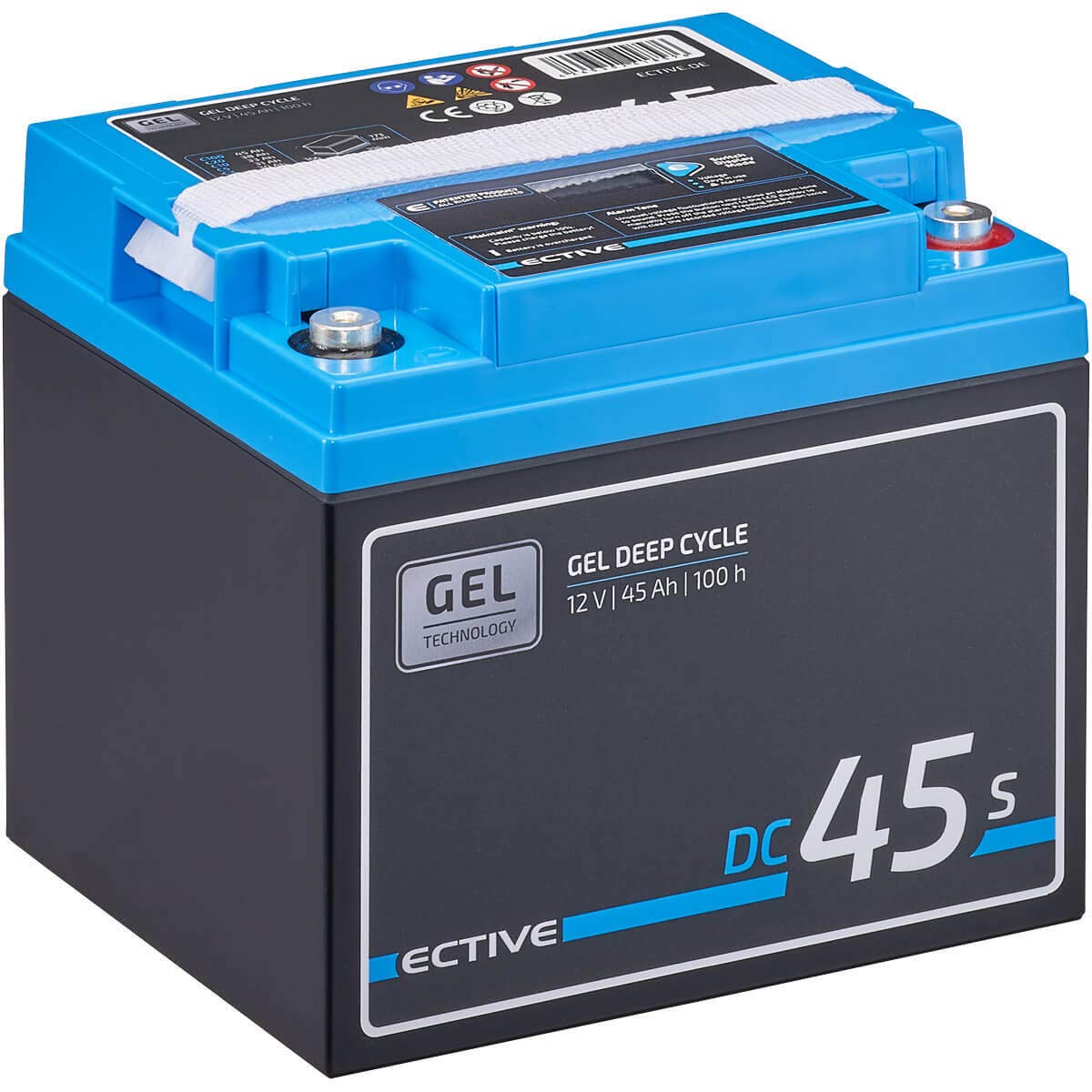 ECTIVE GEL Batterie DC45SC - 12V, 45Ah, mit Nachfüllpacks, LCD-Display - Deep Cycle VRLA Versorgungsbatterie, Solarbatterie, Bootsbatterie, Starterbatterie, Blei Akku für Wohnwagen, Camper von ECTIVE