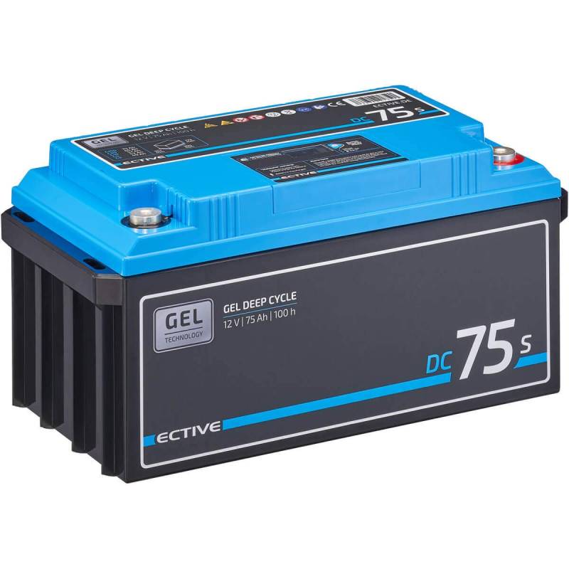 ECTIVE GEL Batterie DC75S - 12V, 75Ah, mit Nachfüllpacks, LCD-Display - Deep Cycle VRLA Versorgungsbatterie, Solarbatterie, Bootsbatterie, Starterbatterie, Blei Akku für Wohnwagen, Camper von ECTIVE