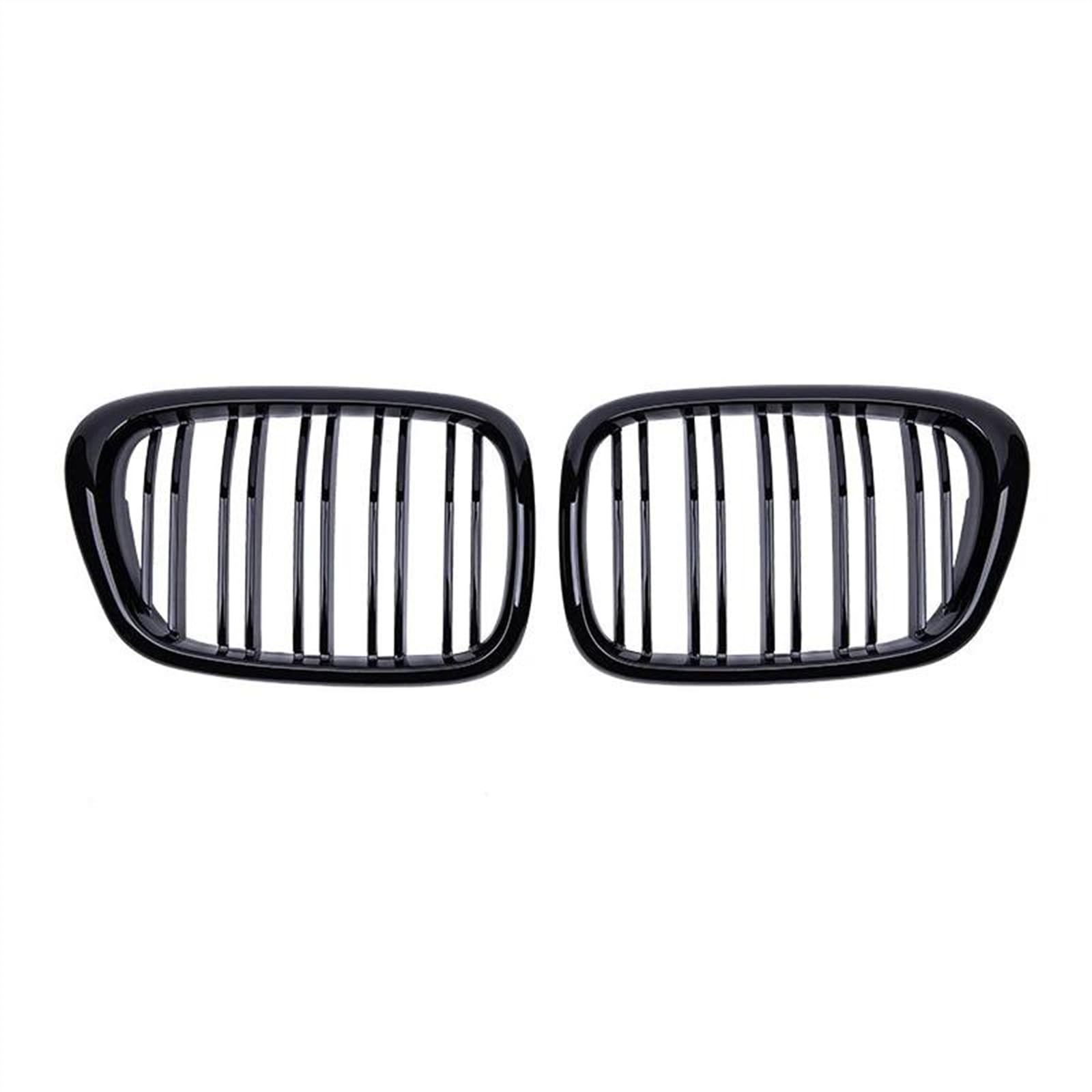 Auto Frontgrill Für B&MW E39 5er 525 528 1999-2003 Schwarz Glänzender Kühlergrill Für Die Motorhaube Nierengitter Renngitter Doppellinie Frontstoßstangen-Kühlergrill(Gloss Black) von ECZDDEFS