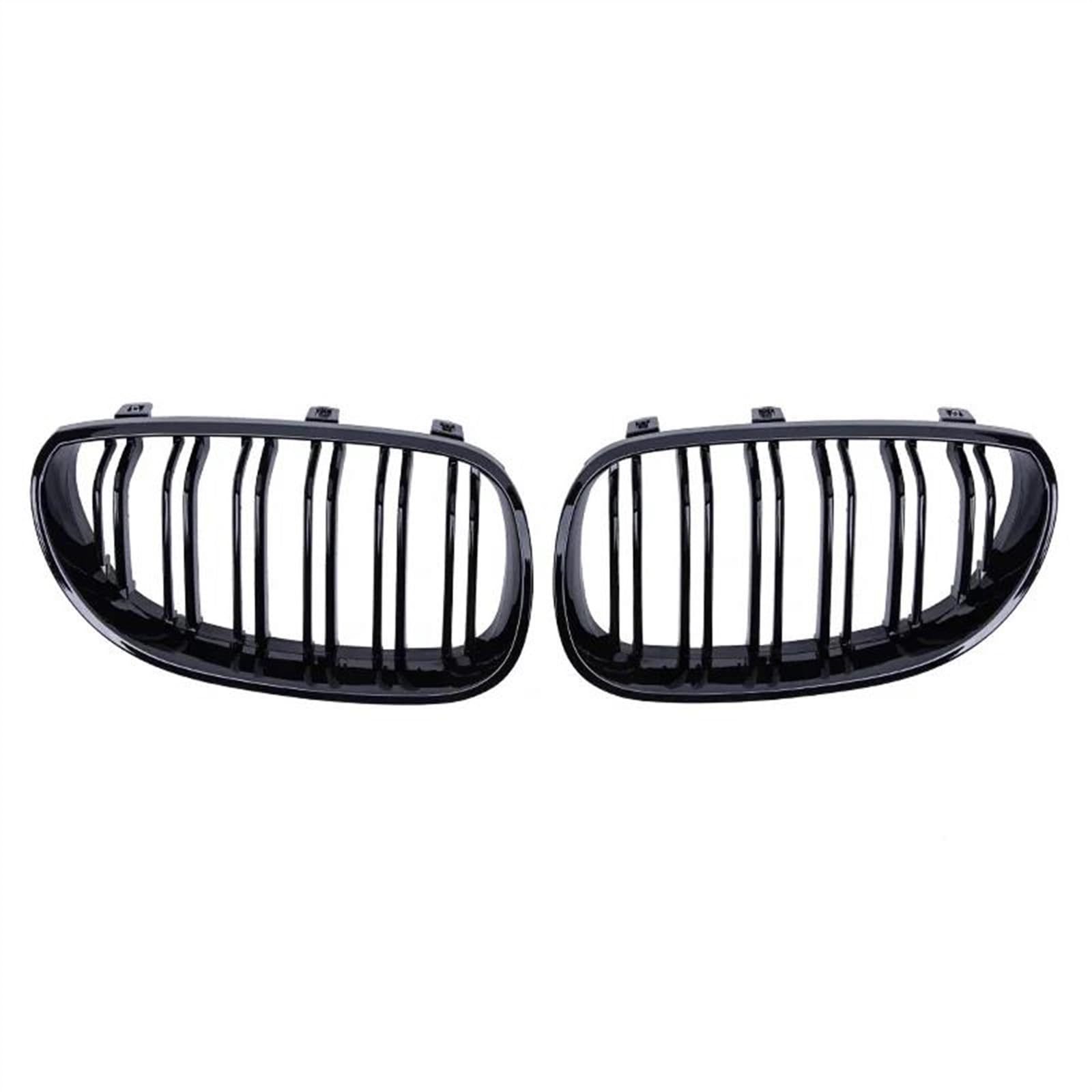 Auto Frontgrill Für B&MW E60 E61 5er-Reihe 2003-2009 Auto-Frontstoßstangengrill Nieren-Renngrill-Gitter Glänzend Schwarz Doppellamelle Frontstoßstangen-Kühlergrill von ECZDDEFS