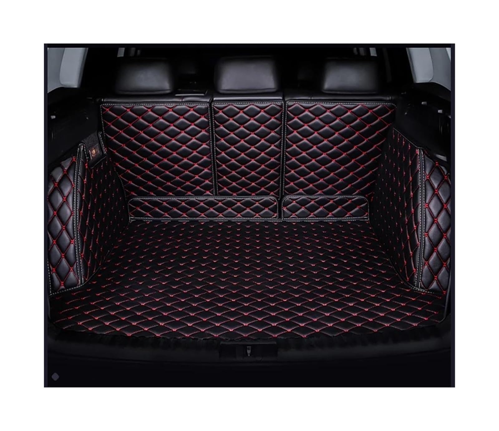 Kofferraummatten Für Mercedes Für Benz GLA GLB GLC Coupe 2016-2022 Maßgeschneiderte Kofferraummatten Autoteppiche Innenausstattung Zubehör Kofferraum Schutzmatte(Black red) von ECZDDEFS