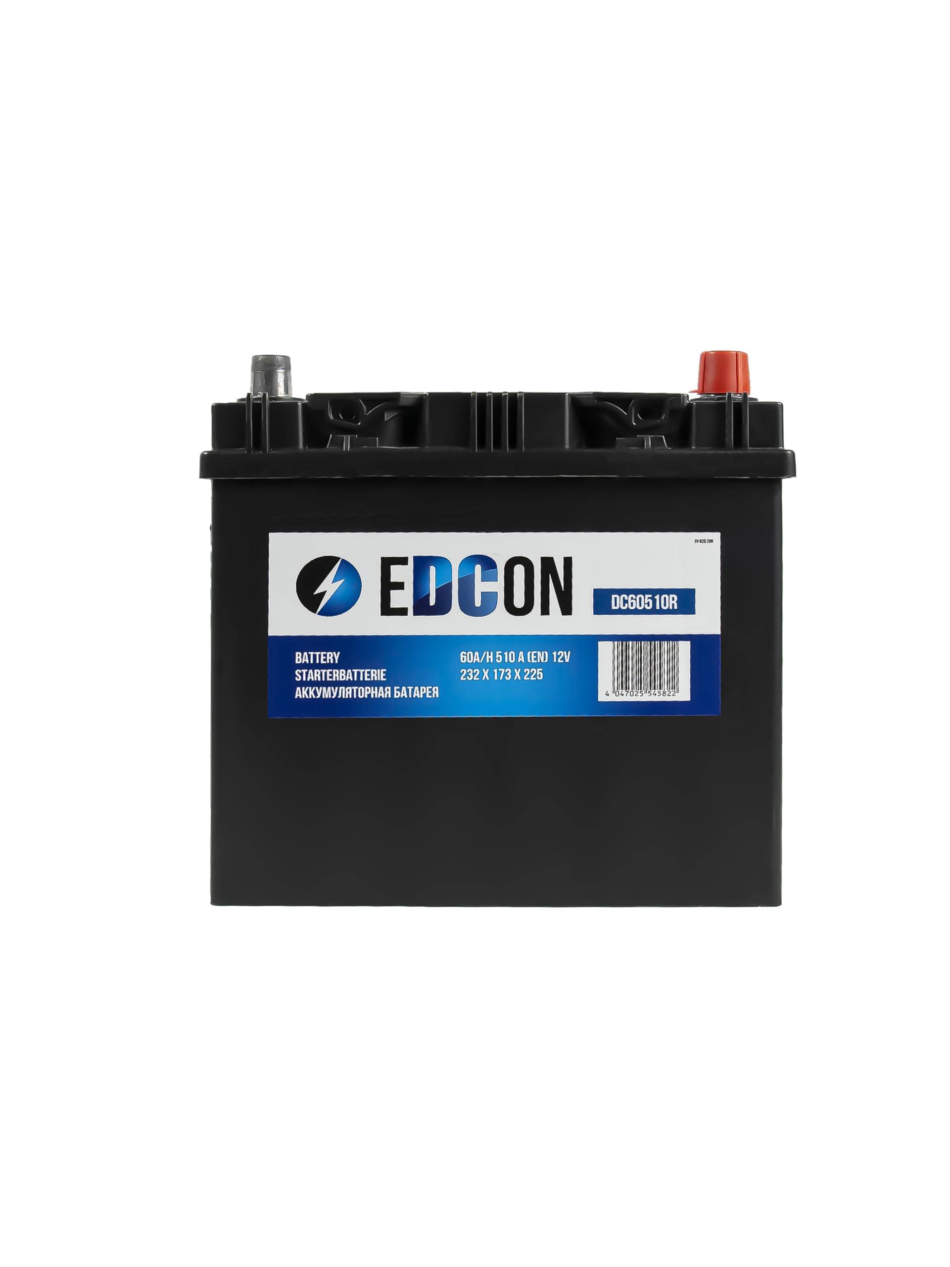 EDCON DC60510R Autobatterie 12V – 60Ah – 510A – Starterbatterie – Bleisäure Ca/Ca Technologie von EDCON