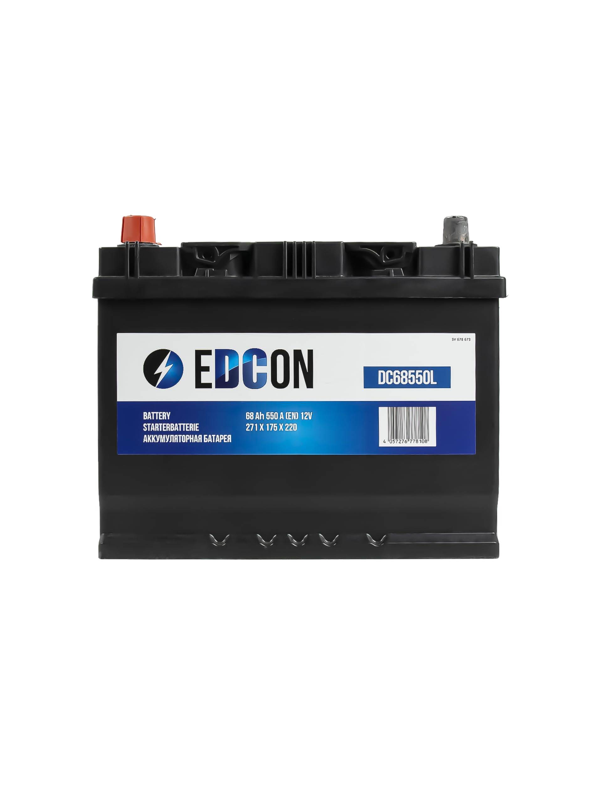 EDCON DC68550L Autobatterie 12V – 68Ah – 550A – Starterbatterie – Bleisäure Ca/Ca Technologie von EDCON