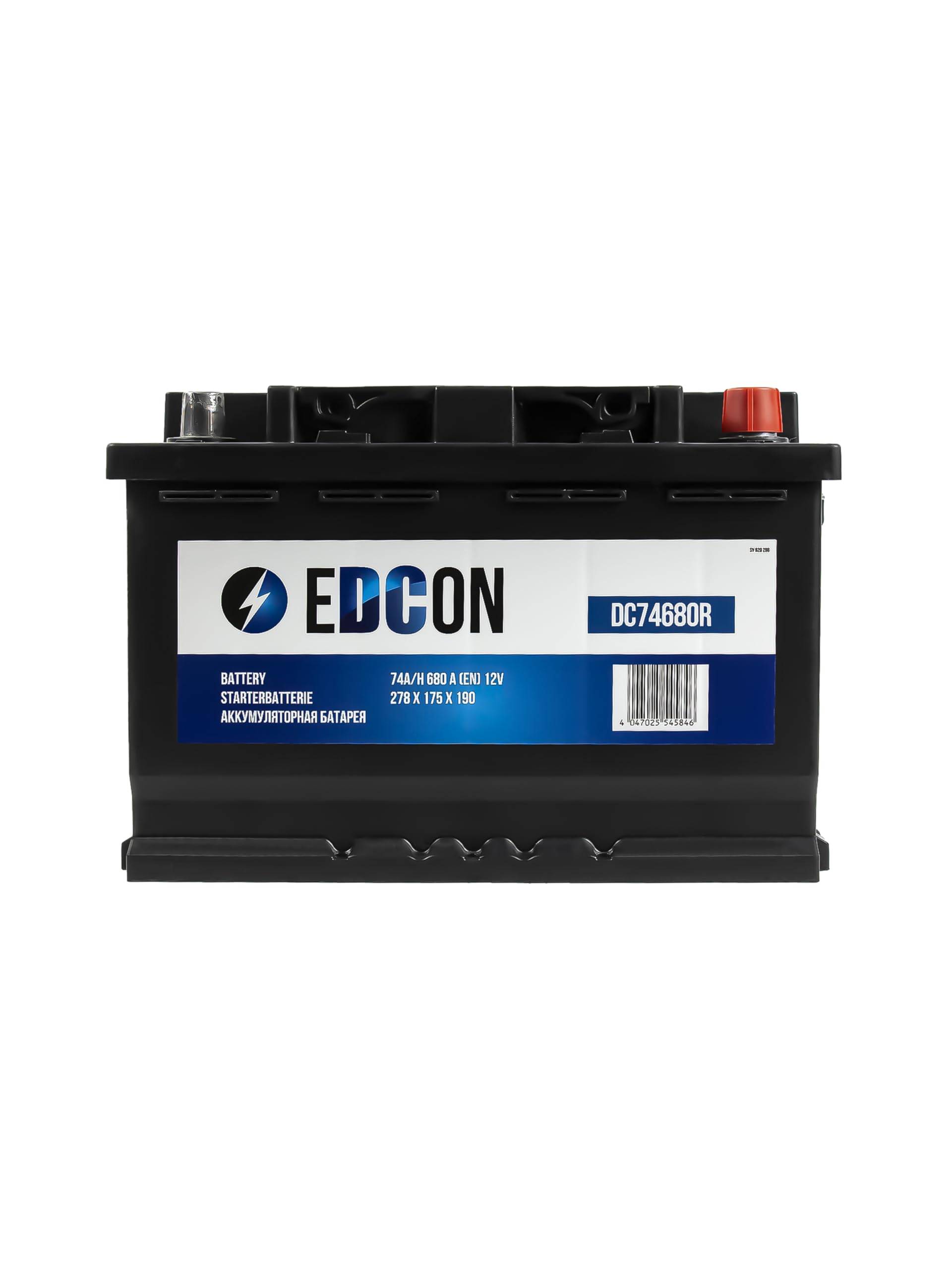 EDCON DC74680R Autobatterie 12V – 74Ah – 680A – Starterbatterie – Bleisäure Ca/Ca Technologie von EDCON