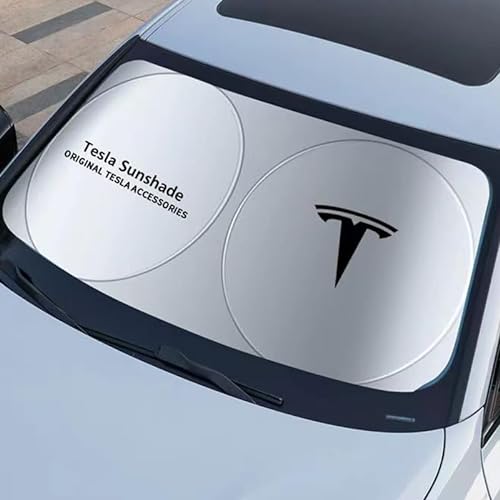 Sonnenschutz Auto Frontscheibe für Tesla Model X, Faltbar Sonnenschirm Sonnenblende für Windschutzscheibe UV Schutz Frontscheibenabdeckung Auto Zubehör von EDOTJD