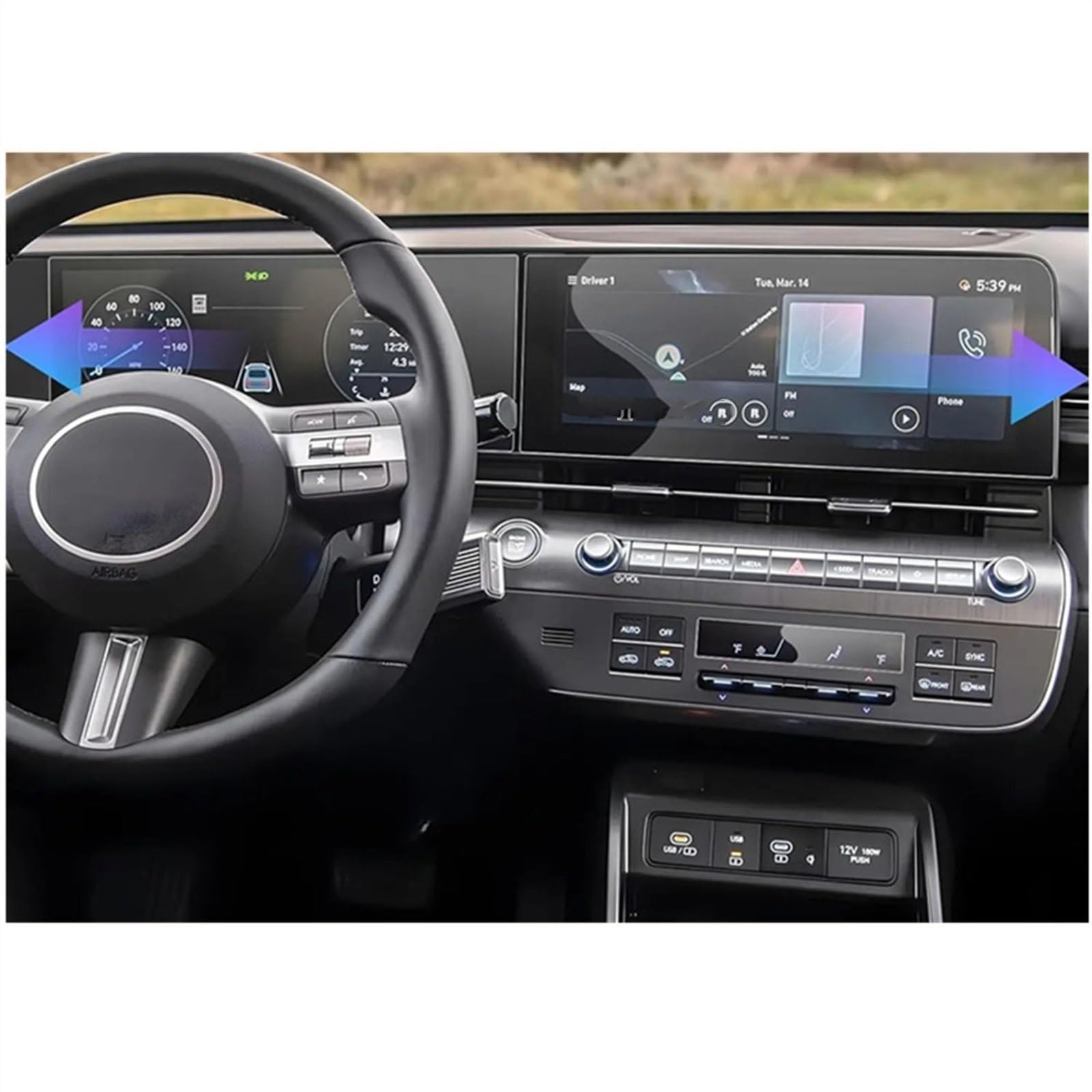 EDSXWUN Auto Navigation Protector Kompatibel Mit Hyundai Für Kona 2024 12,3 Zoll Autonavigationsinstrument Bildschirmschutzfolie Autoinnenraum Armaturenbrettschutzfolie von EDSXWUN