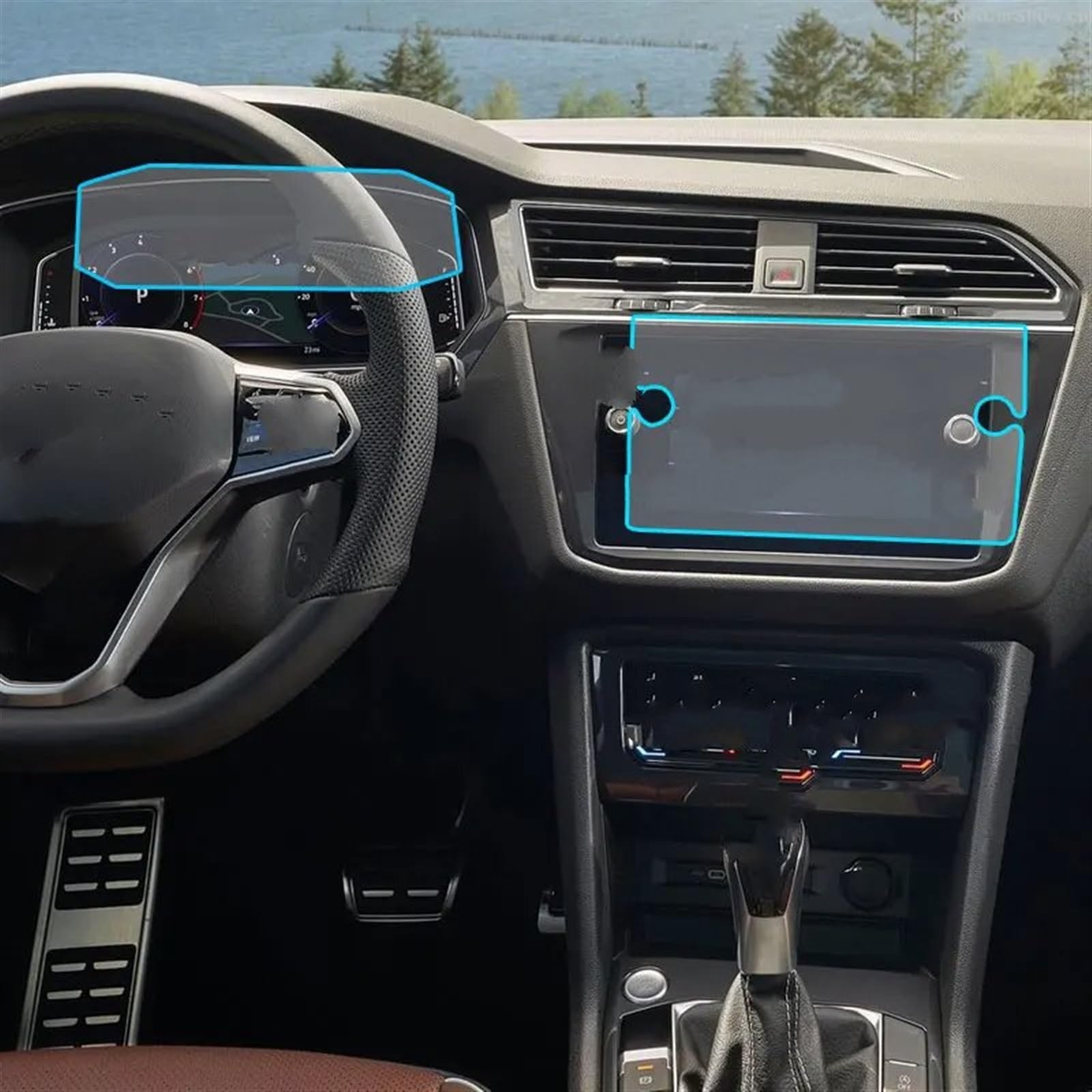 EDSXWUN Auto Navigation Protector Kompatibel Mit VW Für Tiguan 2021 2022 Auto-Innenraum-Armaturenbrett-Schutzfolie Navigationsdisplay-Schutzfolie Autozubehör(GPS and Instrument) von EDSXWUN