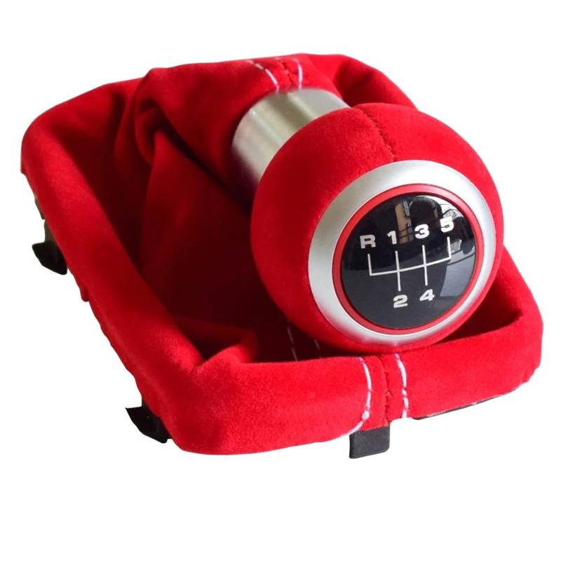 EDSXWUN Auto Schaltknauf Cover Kompatibel Mit A3 Für S3 2001 2002 2003 Manuelles Auto 5 6 Gang Schalthebelknauf Handball Schalthebel Auto-Styling Auto-Innenausstattung(Red,5 Speed) von EDSXWUN