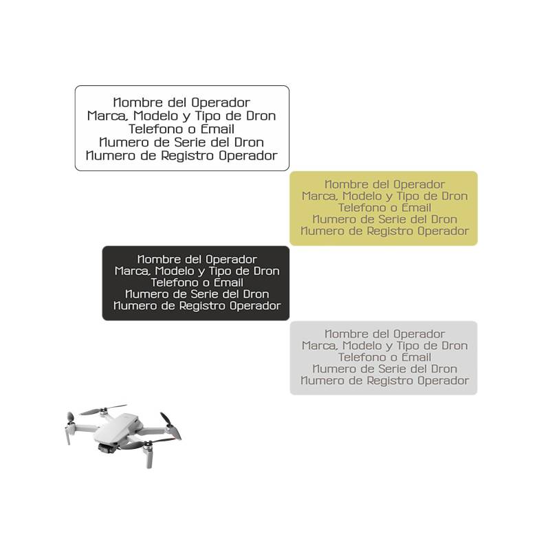 Namensschilder für Drohnen. Personalisiertes Kennzeichen aus Blech für alle Drohnen von EDURAIT