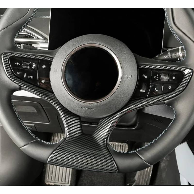 1 Stück ABS-Auto-Lenkrad-Rahmenabdeckung für BYD Seal EV 2022 2023 2024, Kratzfeste Innenabdeckung, dekoratives Aufkleber-Zubehör,Carbon Look von EDVENA