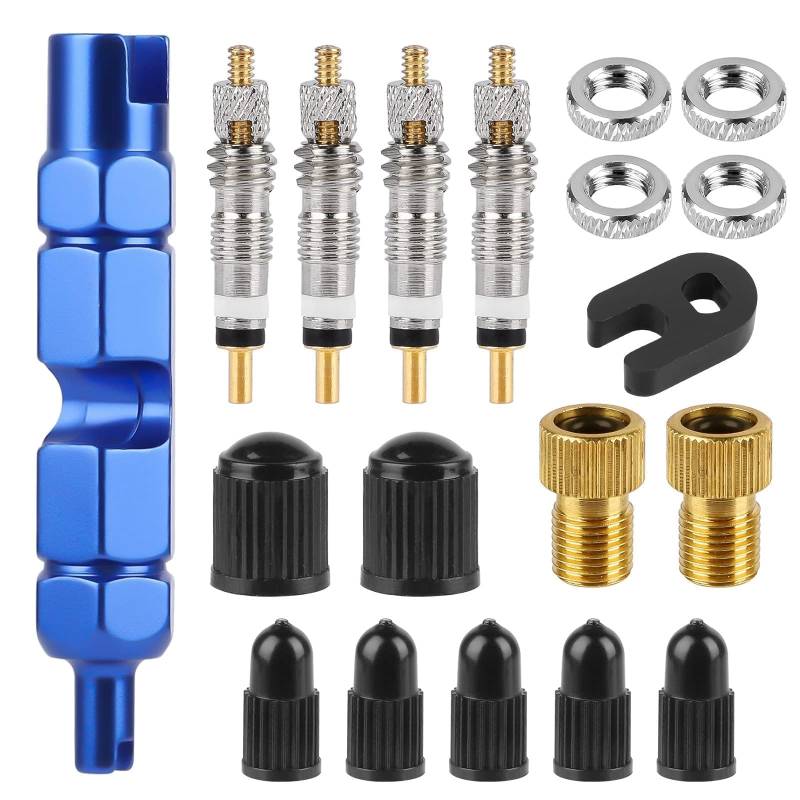 EEEKit 18-TLG. Französisches Presta Ventil Adapter, Messing-Ventiladapterkappen und Felgenmuttern für Fahrräder von EEEKit