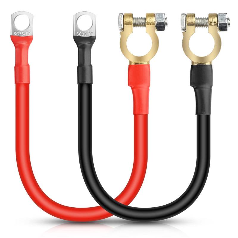 EEEKit Batterie Wechselrichter Kabel, 30cm 3AWG Kabel mit Batterieklemmen Steckern, 12V-24V Rote und Schwarze Batteriekabel (max.125A) von EEEKit