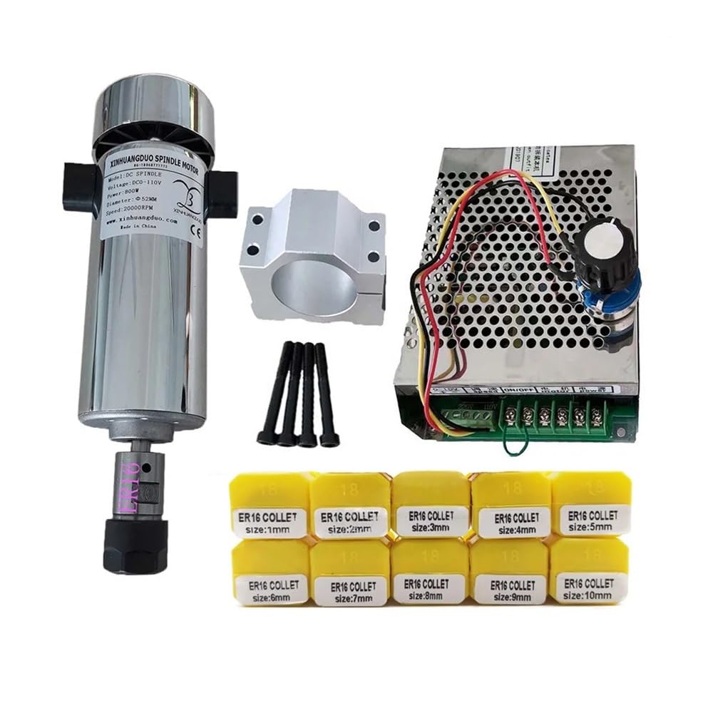 Air cooled 0.8kw DC110V 20000RPM CNC spindleMotor Kit ER16/ chuck 800W Spindle electronic starter + Power Supply speed governor For Engraving EFDSVUHE(Package 6 ER16) von EFDSVUHE