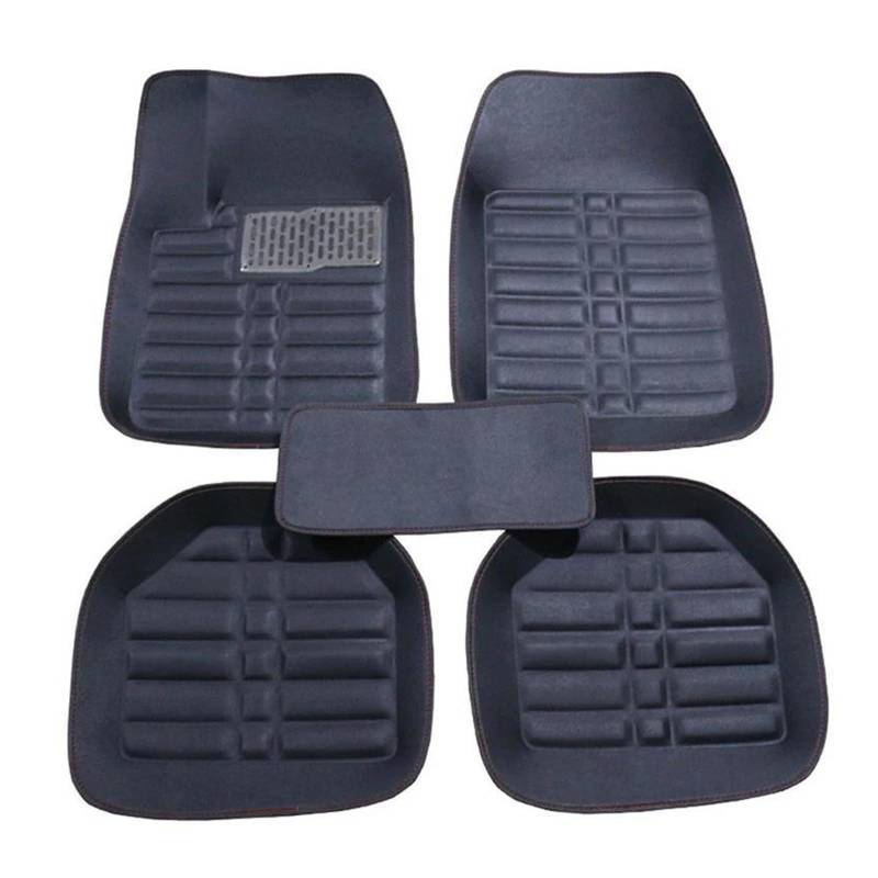 Teppich-Fußmatten 5 Stück Autofußmatten Fußmatten Teppiche Auto Styling Komplettes Set Teppich Bodenmatte Autozubehör Universal(Schwarz) von EGGKNMLZVZ