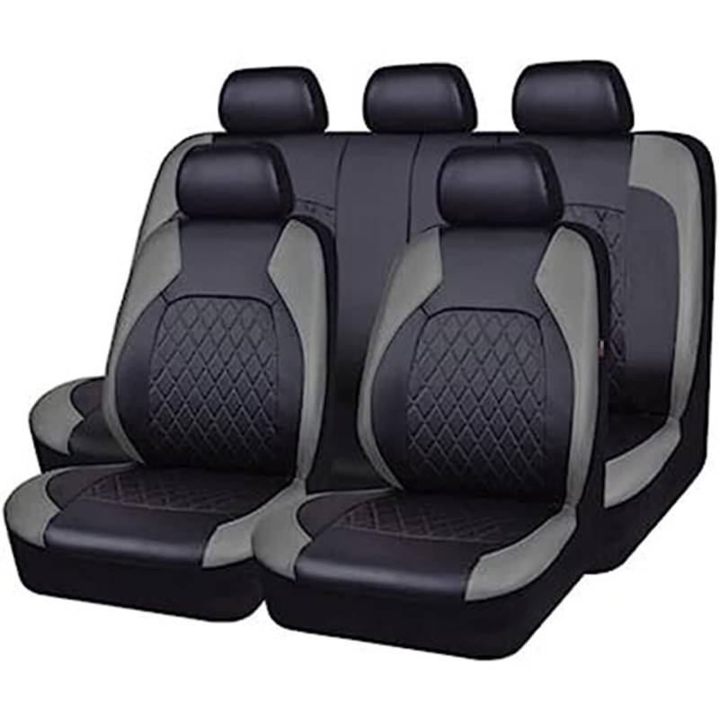 EGNIAN Leder Autositzbezüge Sets für Hyundai Tucson NX/TL/LM/JM 4/3/2/1.Gen 2005-2016 2017 2018 2019 2020 2021 2022-2025, Allwetter Wasserdicht, Bequem Sitzkissen Innenraum Zubehör,Grey von EGNIAN