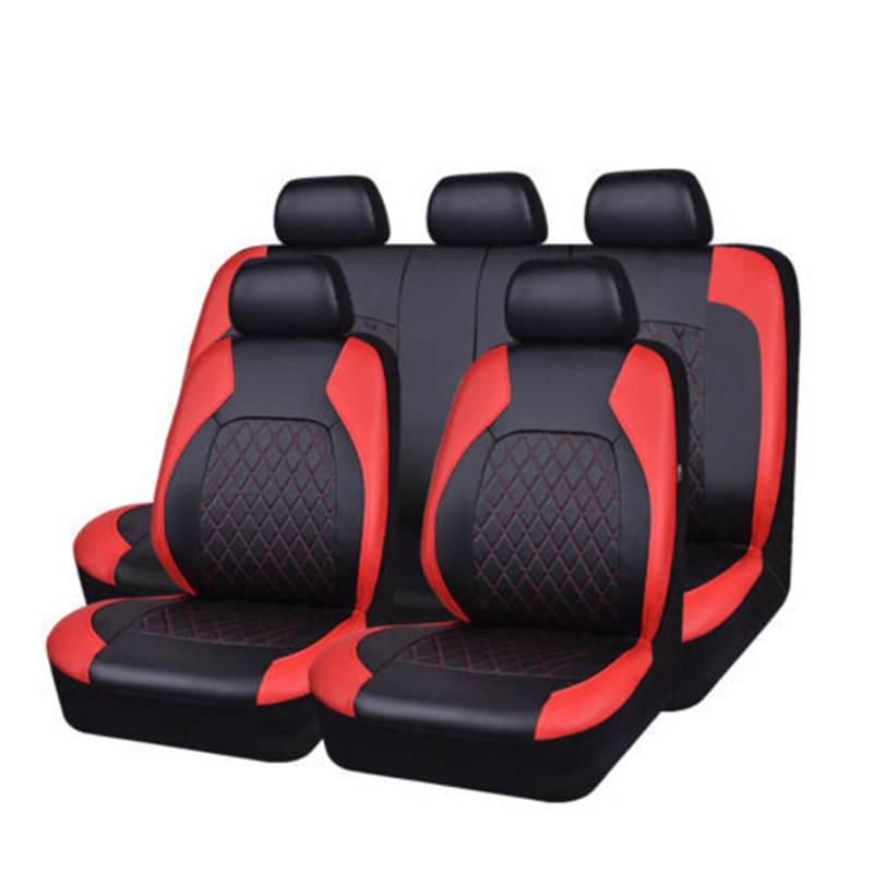 EGNIAN Leder Autositzbezüge Sets für SEAT León/León ST KL 5F 1T 1M 2000-2009 2010 2011 2012 2013 2014 2015 2016 2017 2018 2019-2025, Allwetter Wasserdicht, Bequem Sitzkissen Innenraum Zubehör von EGNIAN