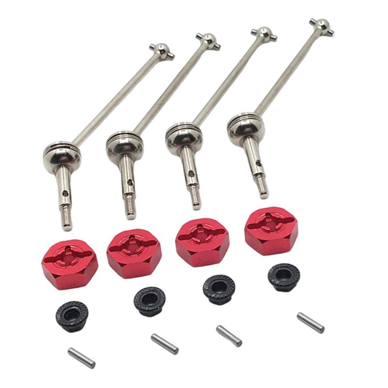 EHJRE 4Pcs 88mm CVD Antriebswelle für WLtoys 1/14 144001 RC LKW Auto Ersatz, rot1, Länge 88mm von EHJRE