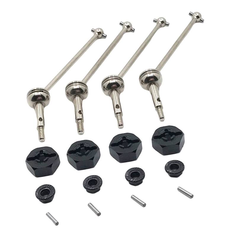 EHJRE 4Pcs 88mm CVD Antriebswelle für WLtoys 1/14 144001 RC LKW Auto Ersatz, schwarz, Länge 88mm von EHJRE