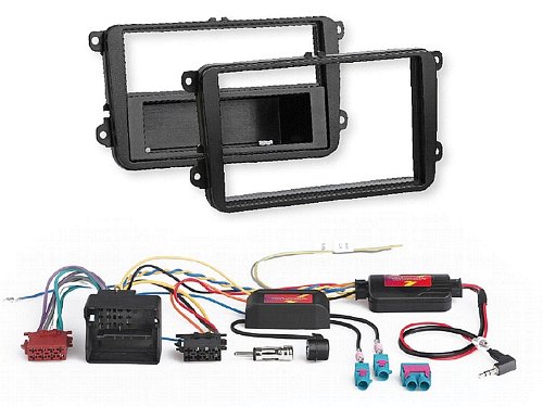 1 + 2 DIN RADIO EINBAUSET incl. LENKRADFERNBEDIENUNG-, CANBUS-, RADIO-, und ANTENNEN- DIVERSITY ADAPTER PASSEND FÜR VW, SKODA, SEAT, VOLKSWAGEN von EHO