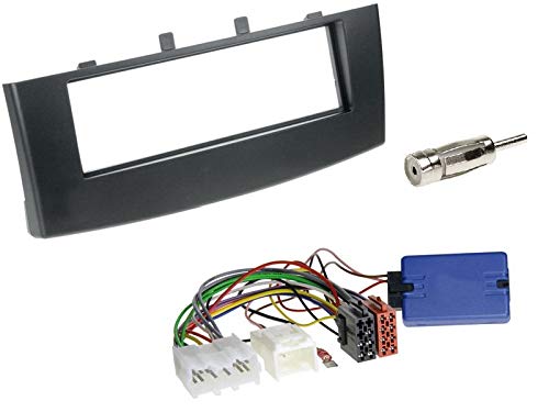 1 DIN Radio Einbauset mit Lenkradfernbedienung für Mitsubishi Colt 6 (Z30/Z30G/Z3V Facelift) 2009-2012 schwarz von EHO