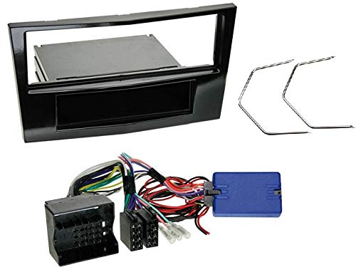 1 DIN Radio Einbauset mit Lenkradfernbedienung für Opel Corsa D (S-D) 2009-2014 Piano Black von EHO